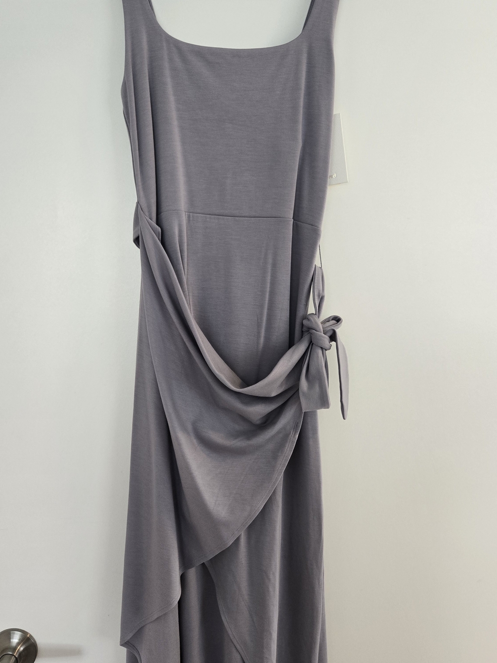 Wilfred Draped Tie-Detail Midi Dress in Lavender Gray